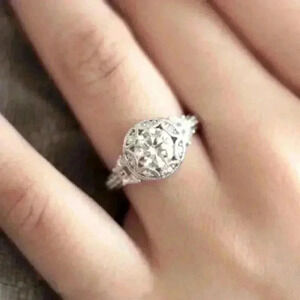 Gorgeous Bridgerton Regency Era Look Silver Diamond Ring